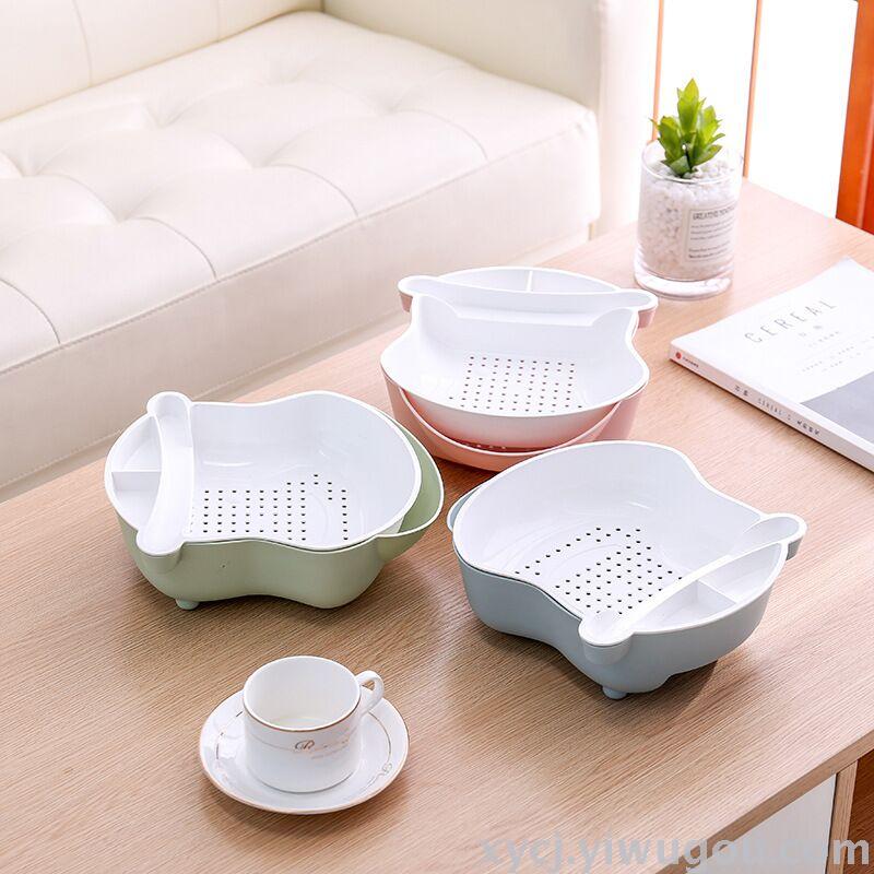 Double-layer fruit platter plastic multi-functional fruit storage box, a must-have for creative lazy people