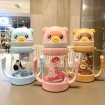 The new Bear Kids Sippy cup harness handle dual use baby learning cup