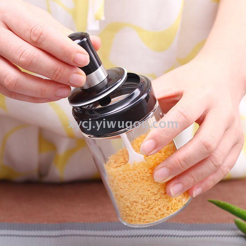 New glass with spoon condiment pot spoon cover one