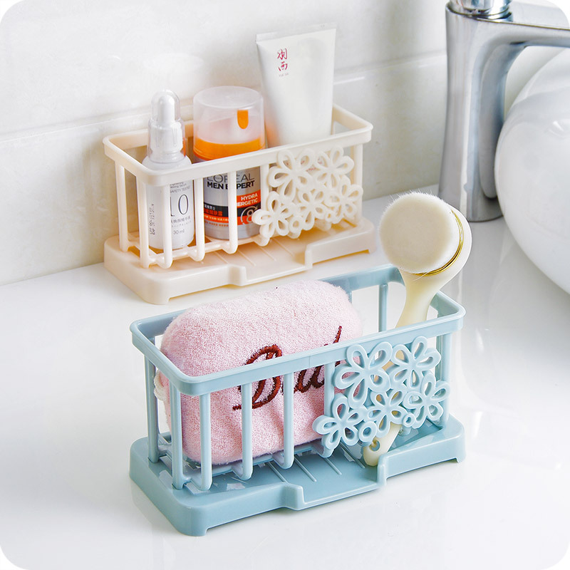 Sink countertop cleaning cloth rack, plastic draining rack, sponge storage rack, scouring pad hanging rack Specification image