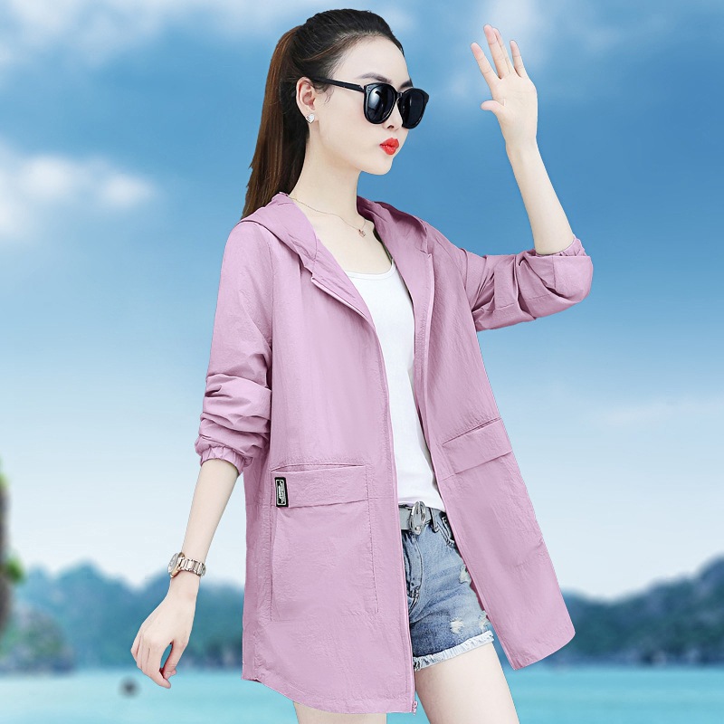 The mid-length women's sun-protective clothing 2020 summer new style Korean loose plus-size sun-protective jacket for chubby girls is trendy