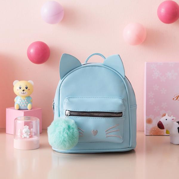 Nuevo estilo lindo gato mujer mochila casual impermeable PU animal mochila 3D estereoscópica niños mochila escolar Specification image