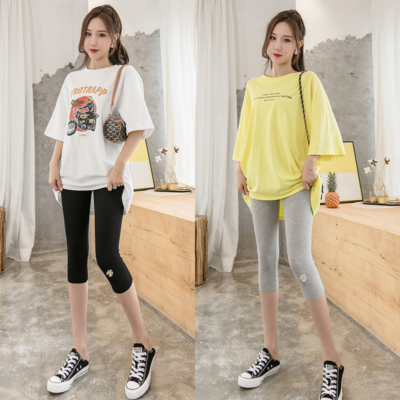 Wholesale of new spring and summer style Daisy seven-inch leggings, pure cotton women's outerwear thin, large-sized stretch shorts Specification image