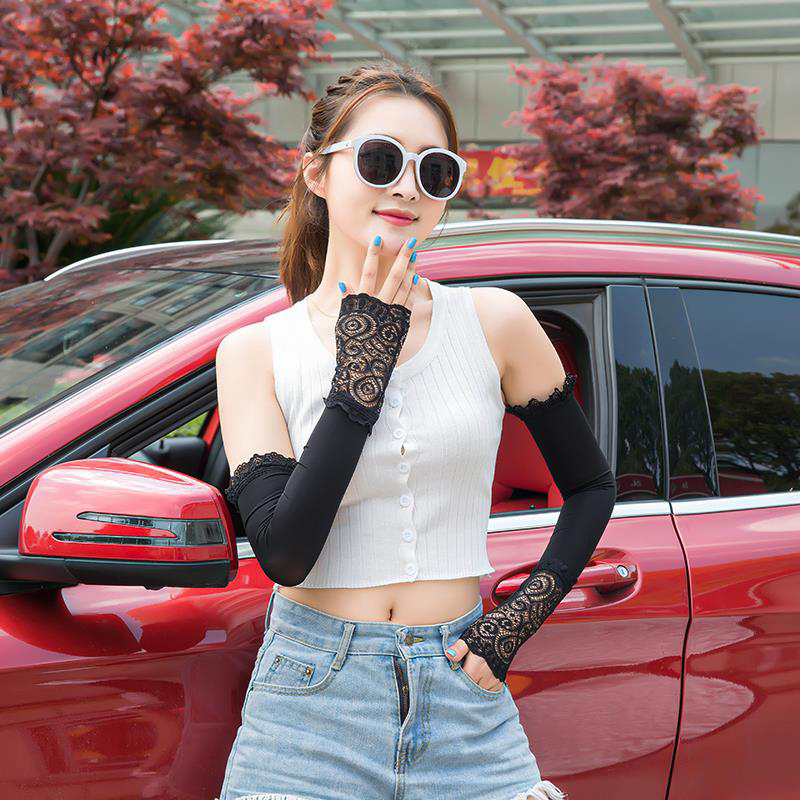 Street stall ice sleeve women's clothing leaf lace silk ice silk sleeve sleeves Application Scenario