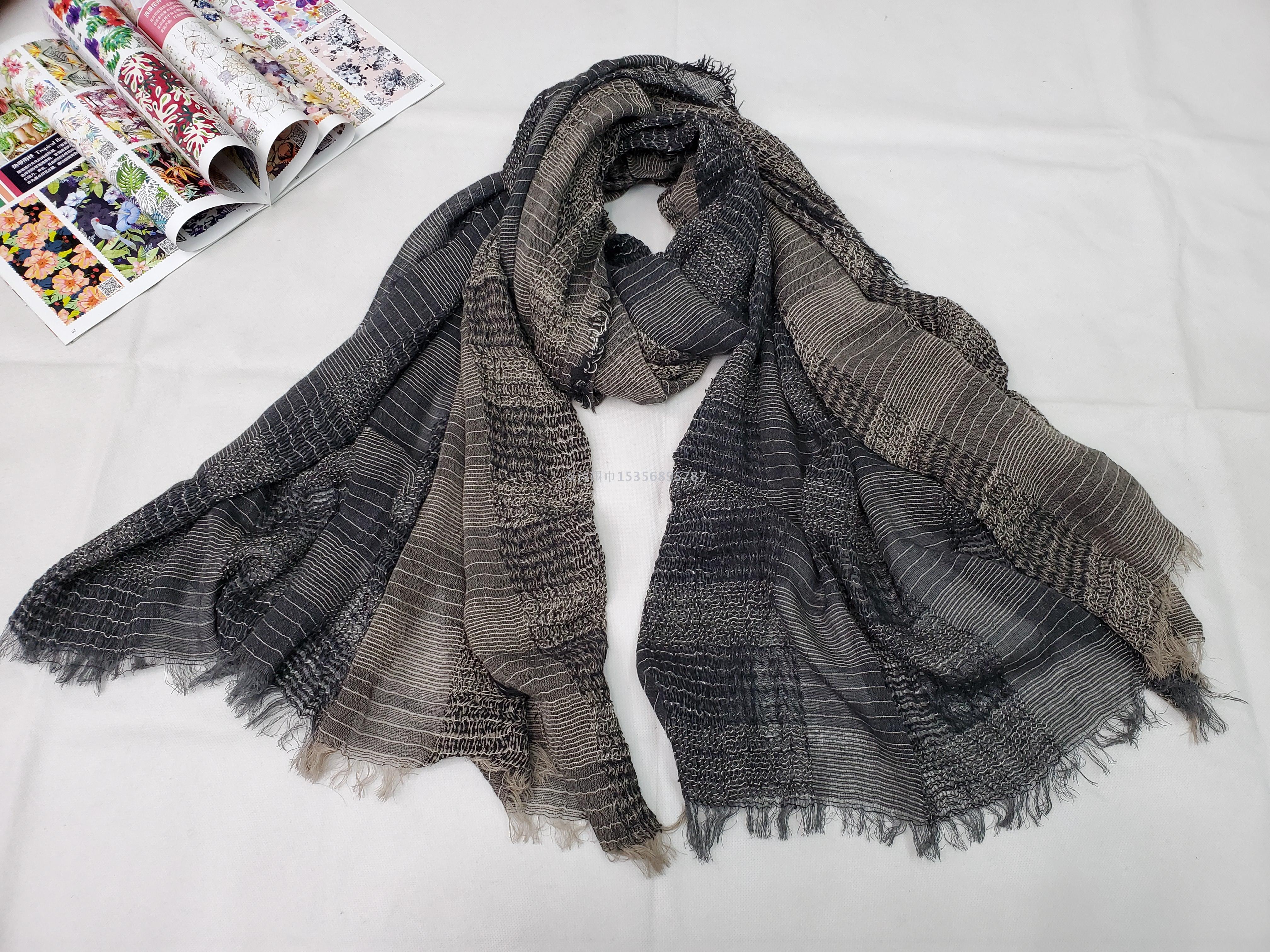 2020 new Japanese and Korean women spring and summer retro cotton yarn-dyed scarf scarf scarf scarf full figure