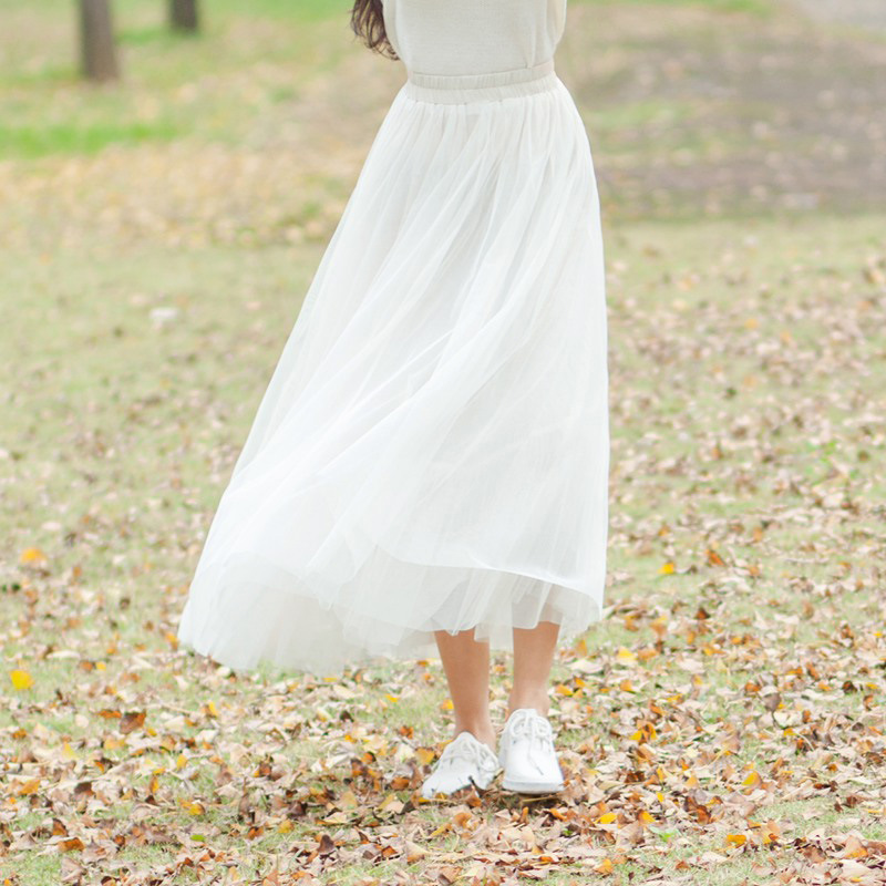 2020 Spring Silk gauze half skirt, women's long skirt, fairy gauze skirt, large swing skirt, Korean high-waisted A-line skirt, sweet Item Picture