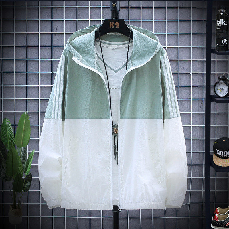 Men's summer new three-bar color-blocking sun-protective clothing, sports outdoor fishing wear, travel cool and stylish men's wear 2020 new