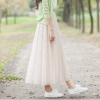 2020 Spring Silk gauze half skirt, women's long skirt, fairy gauze skirt, large swing skirt, Korean high-waisted A-line skirt, sweet Specification image