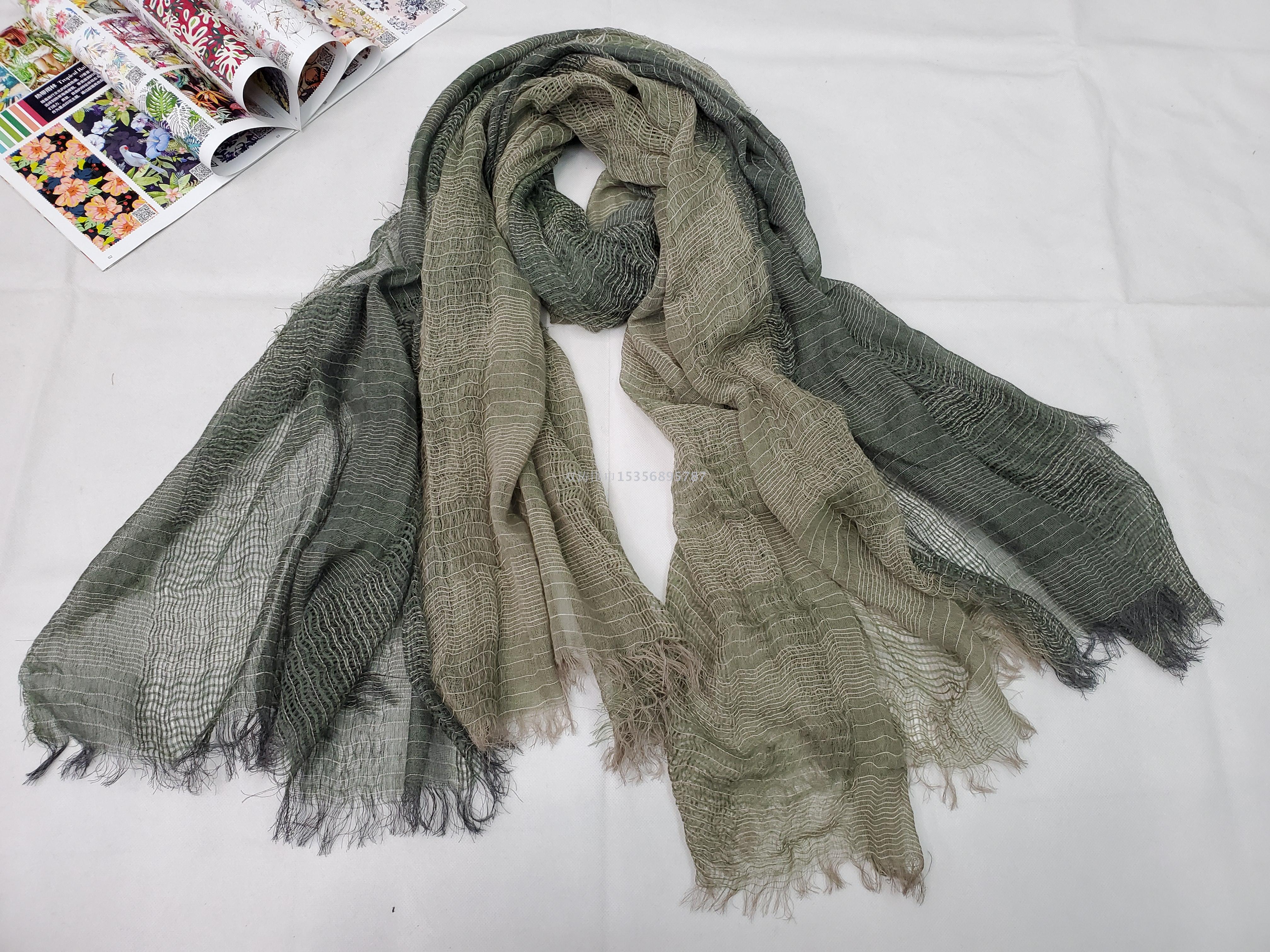 2020 new Japanese and Korean women spring and summer retro cotton yarn-dyed scarf scarf scarf scarf Specification drawing