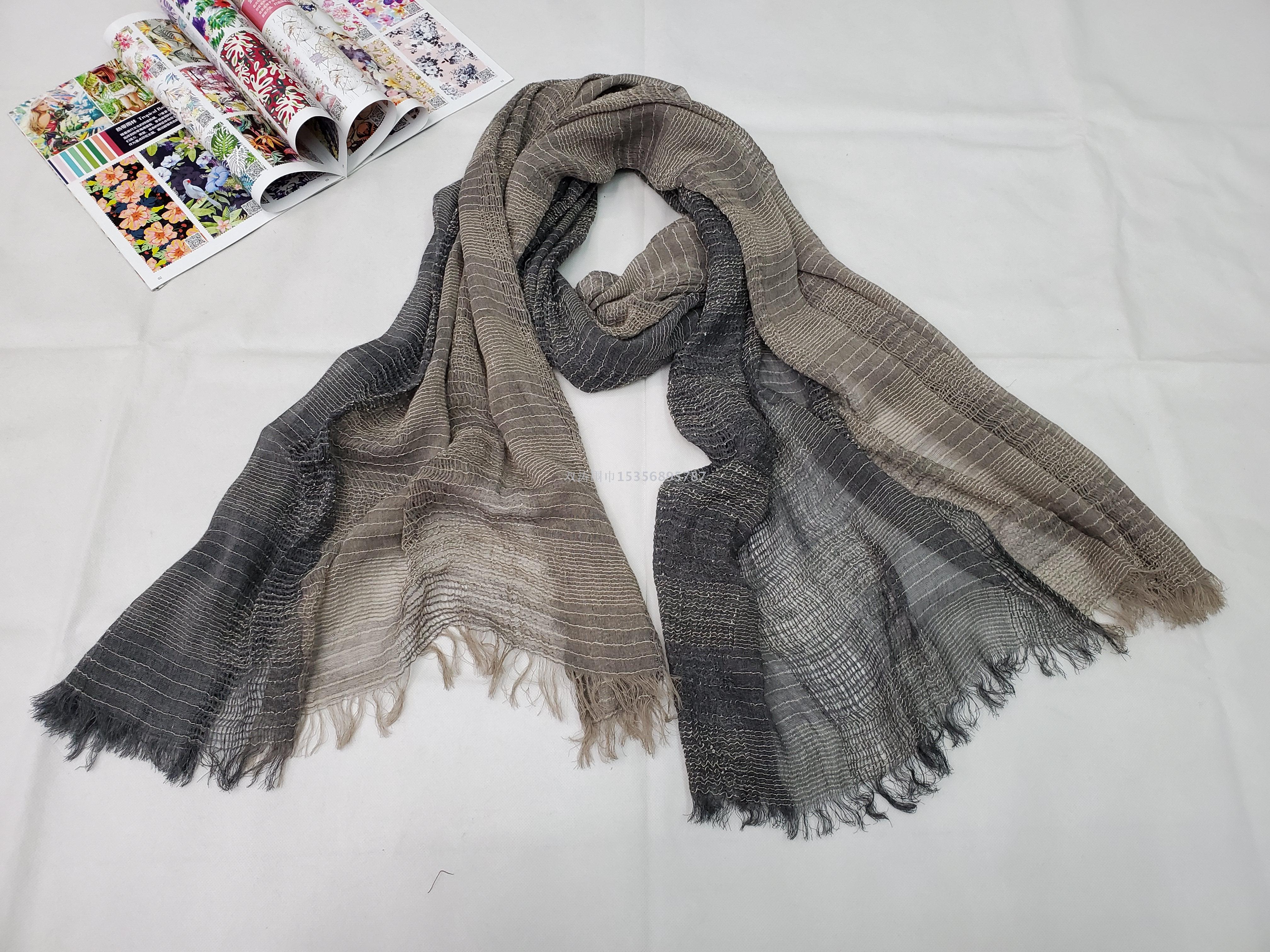 2020 new Japanese and Korean women spring and summer retro cotton yarn-dyed scarf scarf scarf scarf details Picture