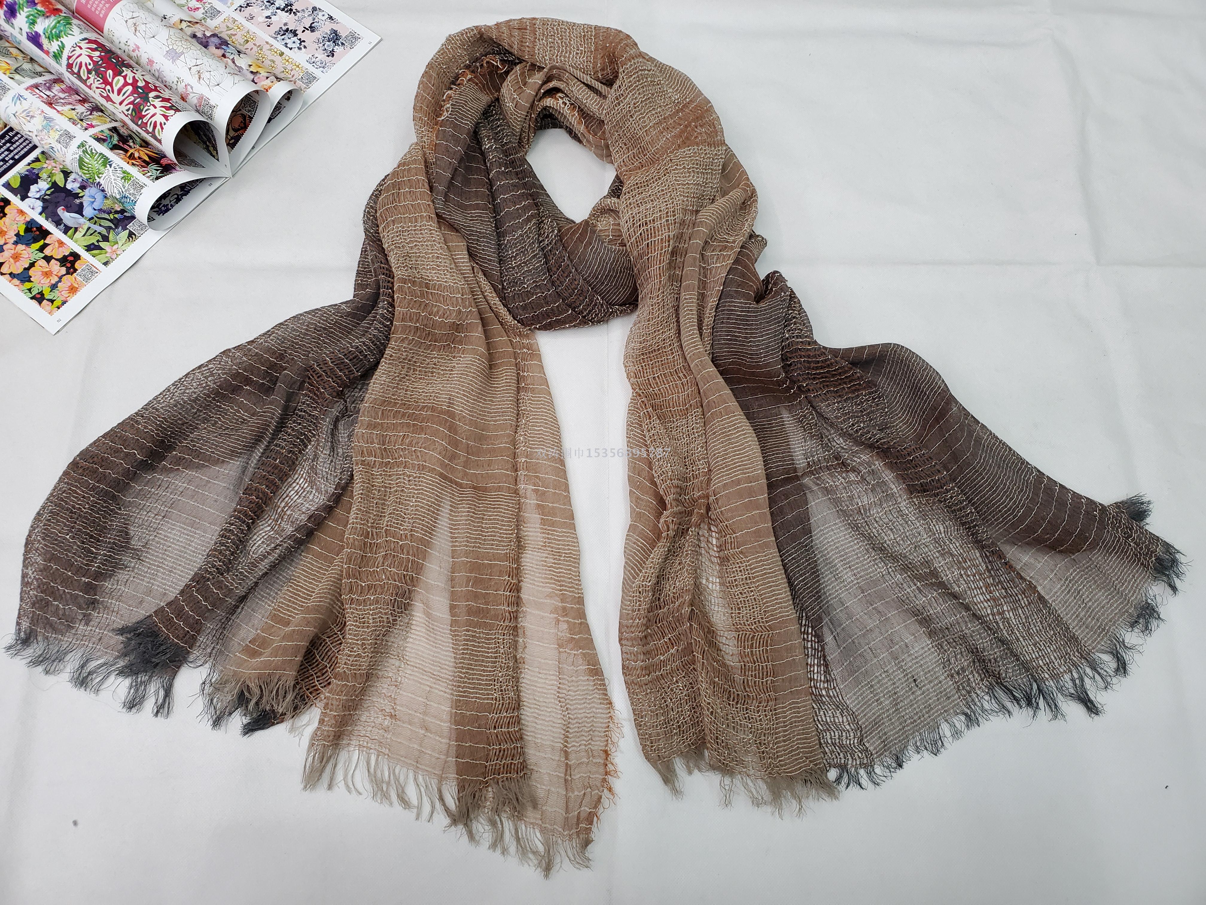 2020 new Japanese and Korean women spring and summer retro cotton yarn-dyed scarf scarf scarf scarf Item Picture