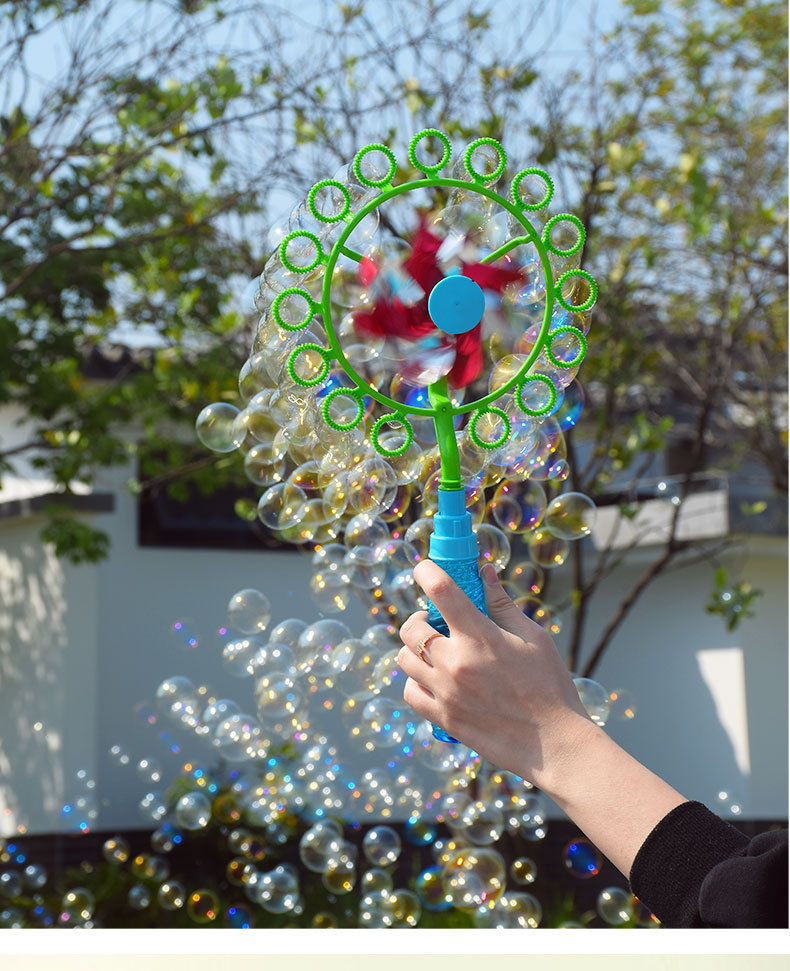 Windmill bubble machine, children's toy wholesale, bubble stick, bubble blower, new seven-color bubble windmill, Douyin style Specification image