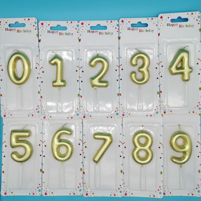 Gold numeric candle letter Birthday candle gold-plated cake PVC box creative decorative candle decoration craft thumbnail