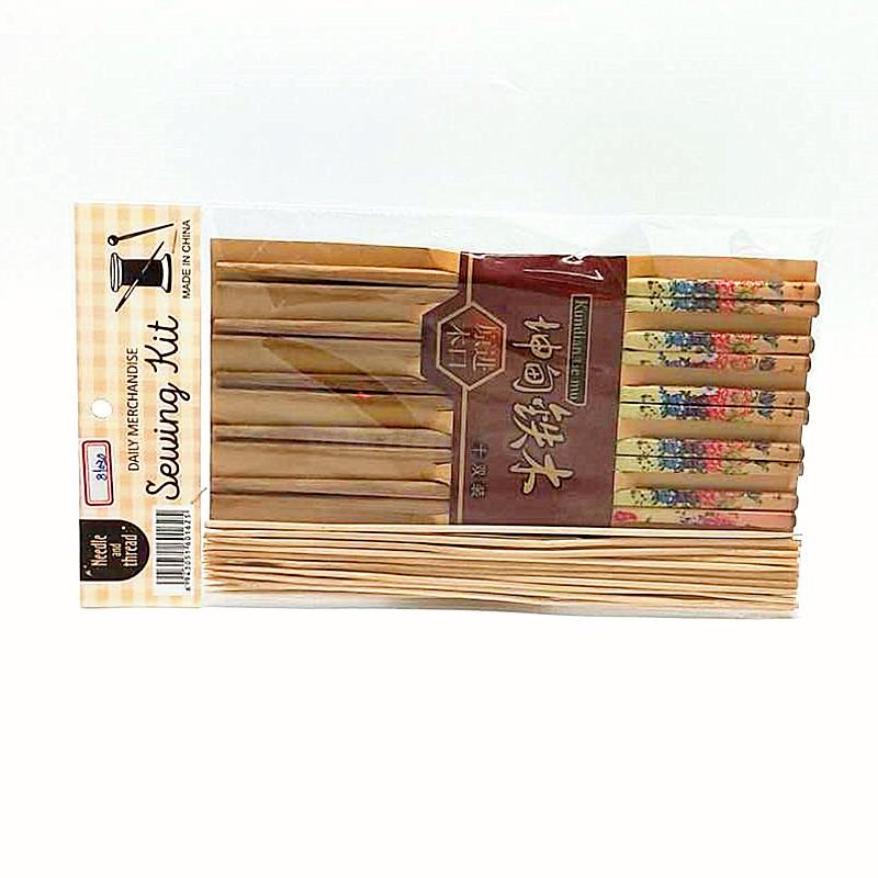 Sunshine Department Store Hanging Card Bamboo and Wood Chopsticks, skewers, household barbecue skewers, chopsticks set, non-disposable chopsticks Item Picture