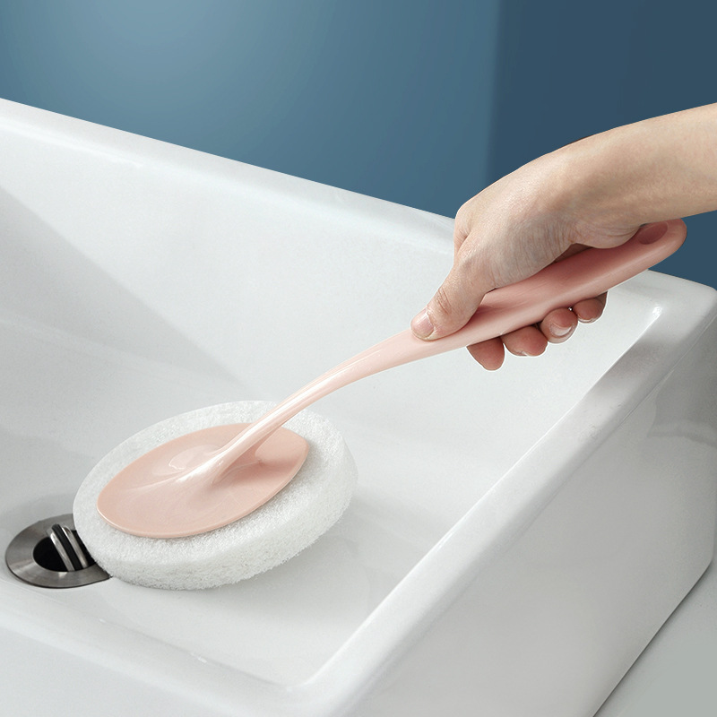 Long-handled sponge brush, wall cleaning brush, bathtub and toilet sponge brush, floor tile brush, sponge scouring pad details Picture