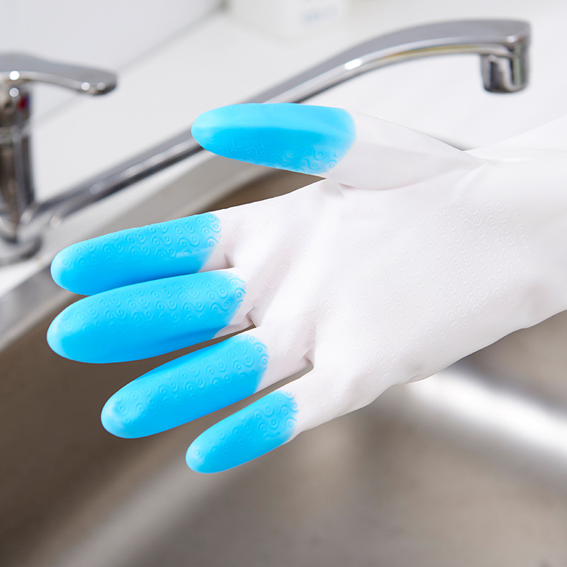 Latex Household Gloves Four Seasons Universal Dazzle Finger Cleaning And Dishwashing Multi-Functional Thick Gloves Independent Packaging Application Scenario