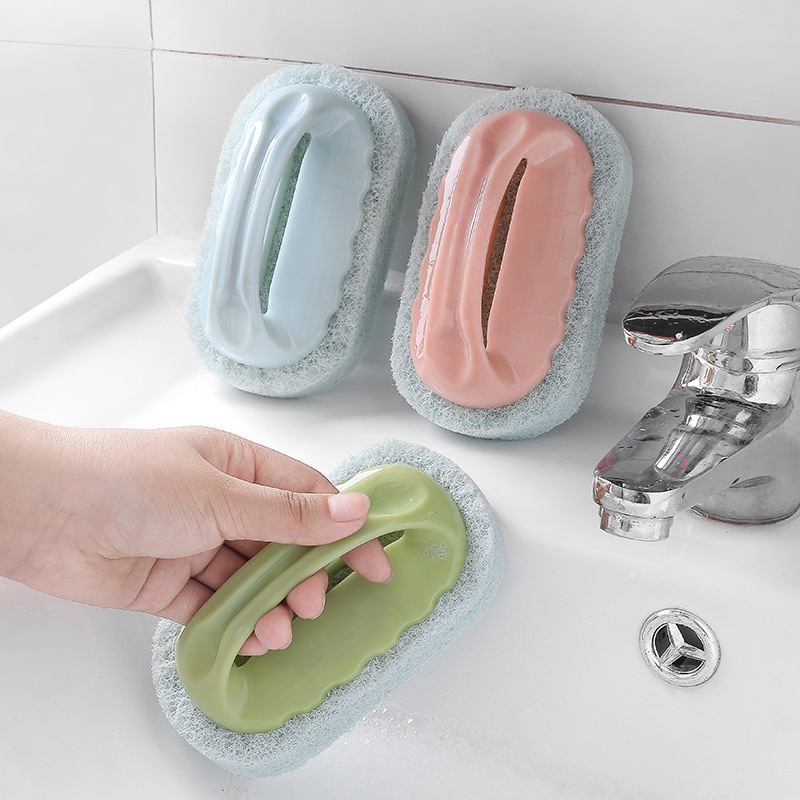 Thickened sponge brush, pot brush, bathroom handle, bathtub brush, kitchen and bathroom tile cleaning brush T Specification image