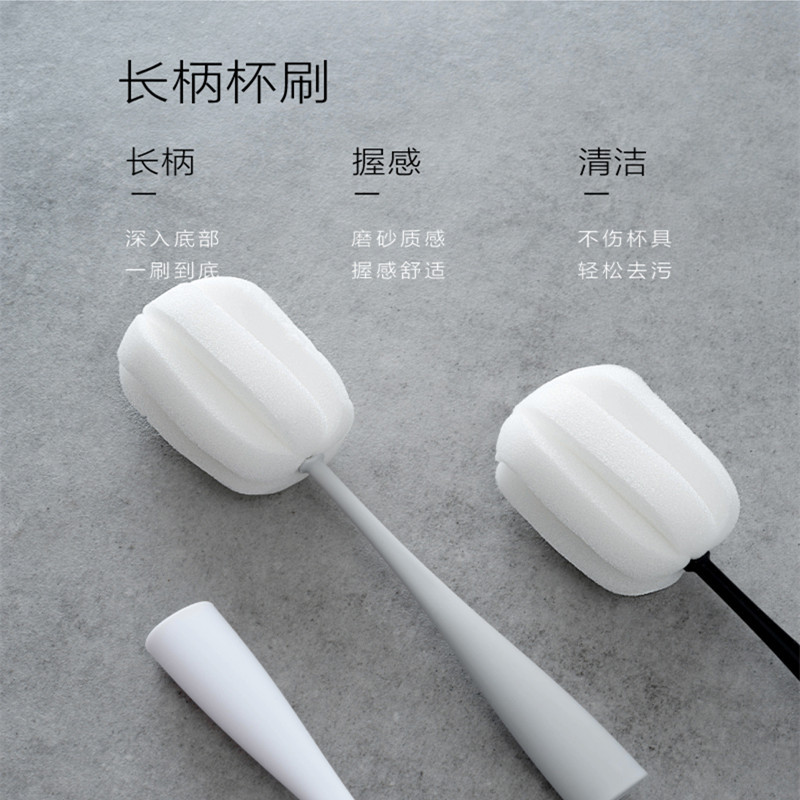 Vertical sponge cup brush for cleaning thermos cups, baby bottles and glass cups. Thickened plastic sponge cup brush details Picture