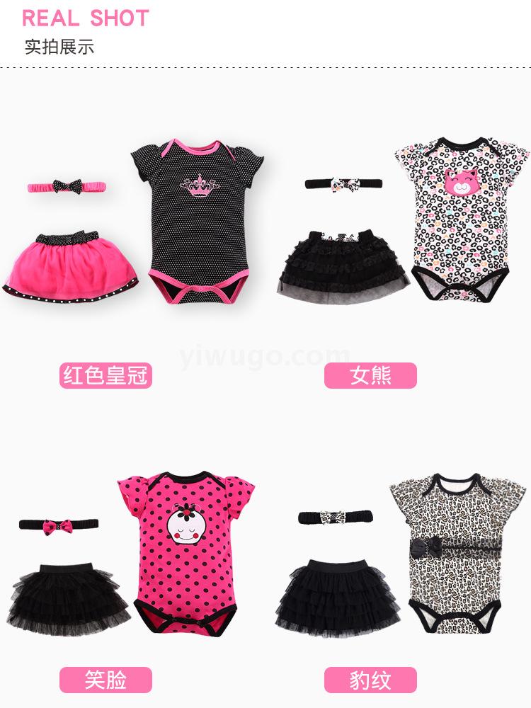 New spring and summer children's clothing bestsellers: Baby's European and American dress, one-piece dress, three-piece set, girls' gauze dress Specification image