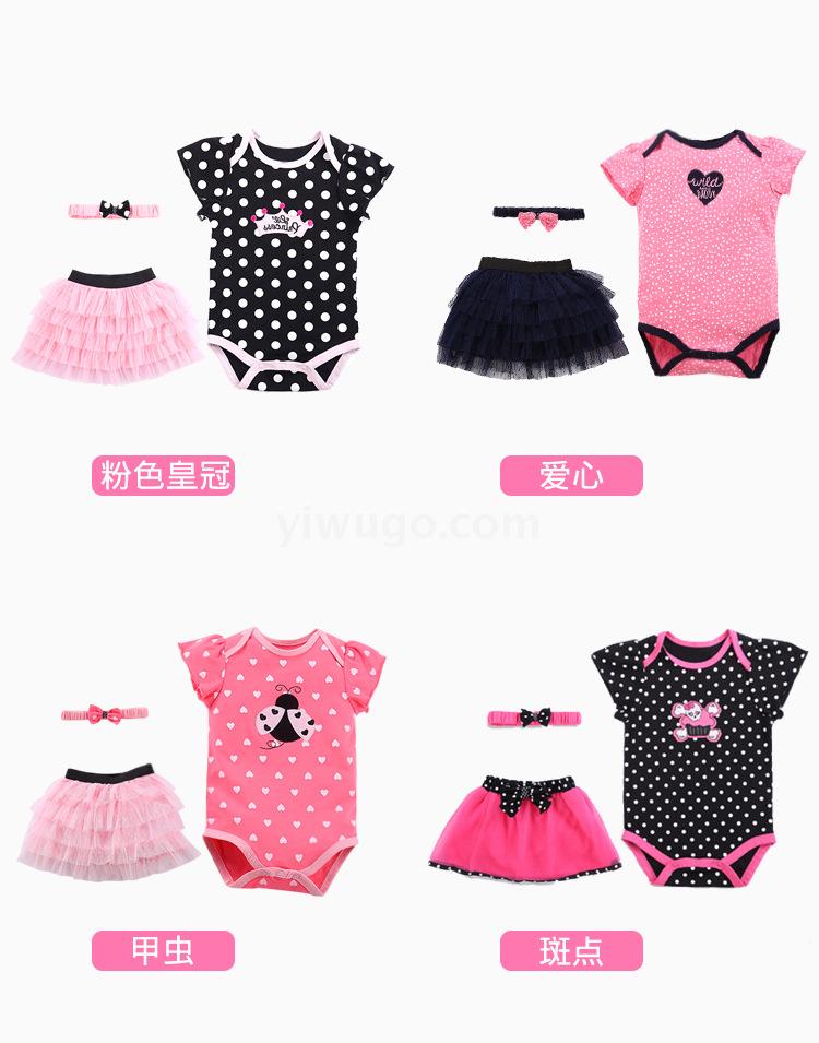 New spring and summer children's clothing bestsellers: Baby's European and American dress, one-piece dress, three-piece set, girls' gauze dress details Picture