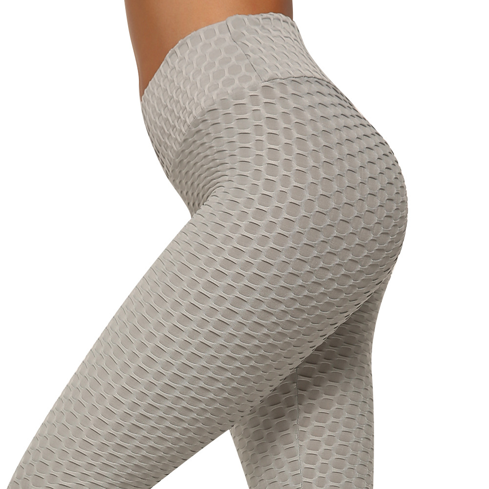 Amazon European and American style peachy buttocks jacquard bubble yoga pants, high-waisted buttocks sports tight pants, buttocks lifting fitness pants Specification image