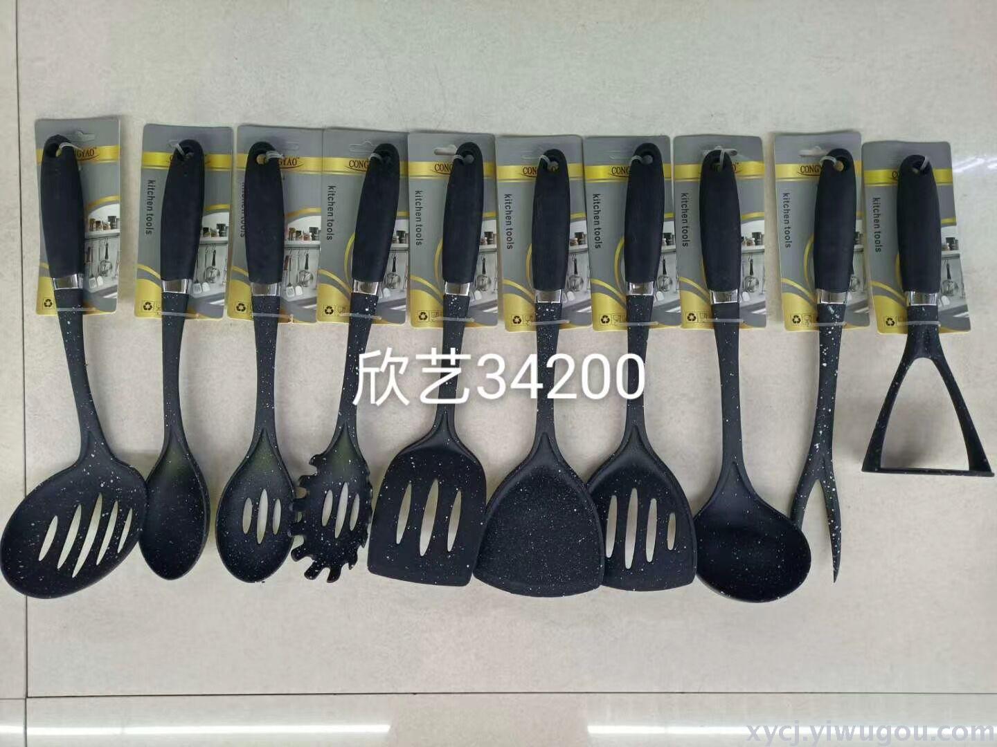 Nylon negro nylon negro punto color mango mango imitación madera mango negro varios estilos de nylon utensilios de cocina details Picture