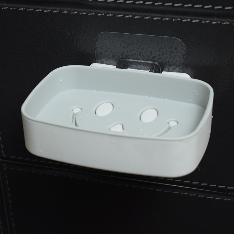 Factory wholesale creative traceless bathroom double-layer smiling soap box, multi-layer bathroom soap rack, draining soap box Specification image
