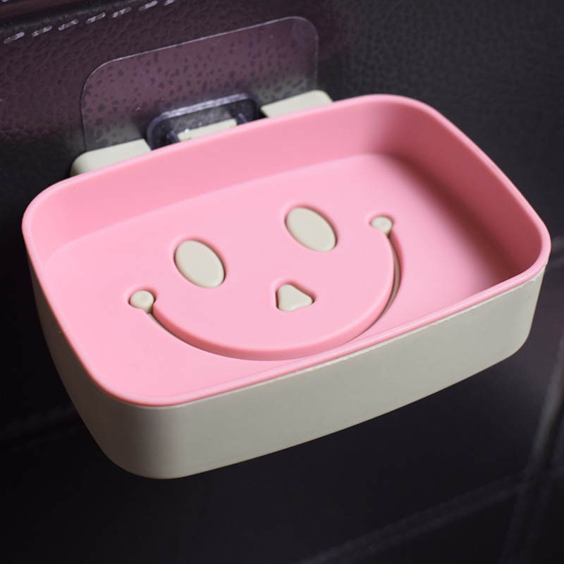 Factory wholesale creative traceless bathroom double-layer smiling soap box, multi-layer bathroom soap rack, draining soap box details Picture