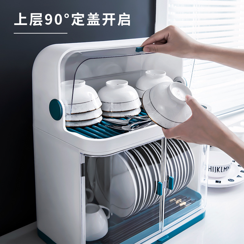 Kitchen bowl rack, chopstick storage box with lid, draining rack, plastic bowl cabinet details Picture