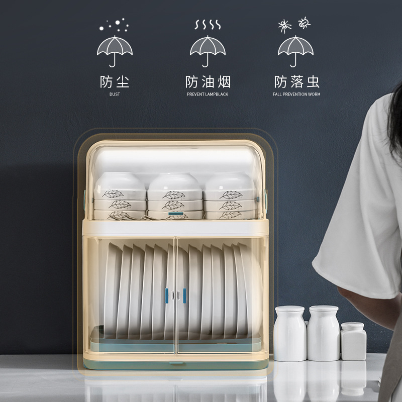 Kitchen bowl rack, chopstick storage box with lid, draining rack, plastic bowl cabinet Item Picture