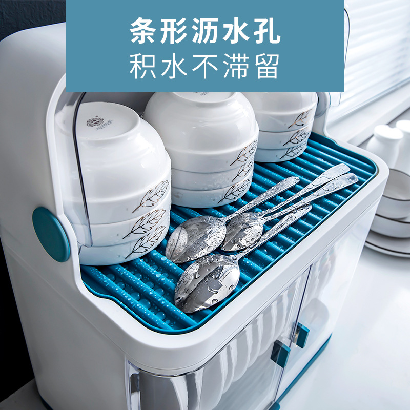 Kitchen bowl rack, chopstick storage box with lid, draining rack, plastic bowl cabinet Specification image