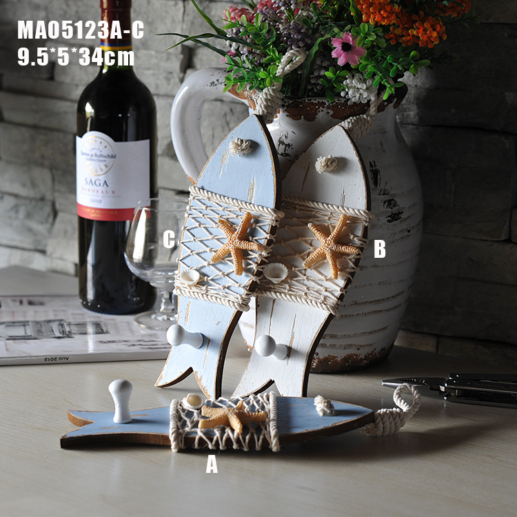 美式鱼挂钩 创意家居 地中海家居 背景墙渔网装饰  挂衣钩MA05123