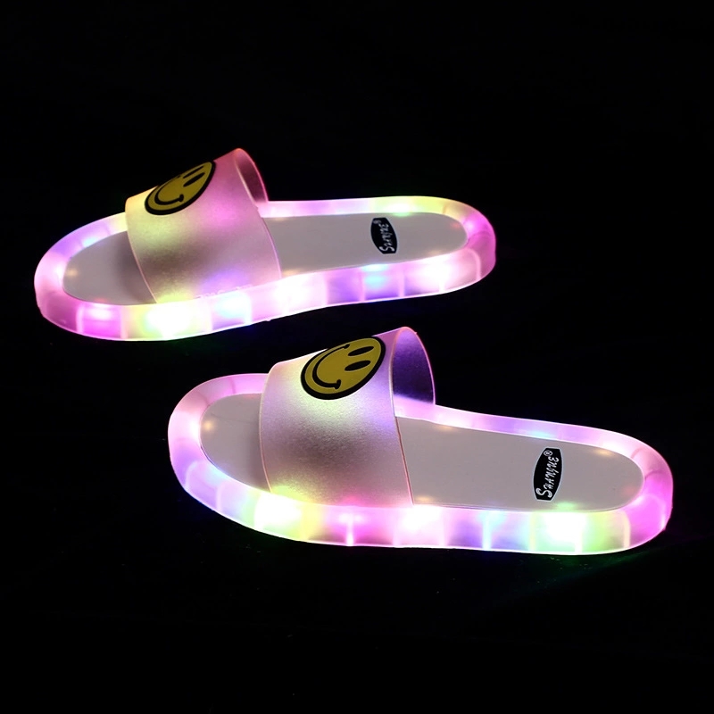 Wholesale of new summer men's and women's indoor and outdoor soft-soled anti-slip smiling children's luminous slippers for Zhongda Children Item Picture