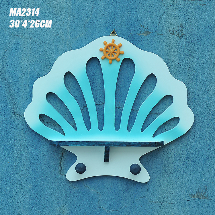 预售 地中海风家居 贝壳造型木挂钩  创意置架 家居壁挂 MA2314