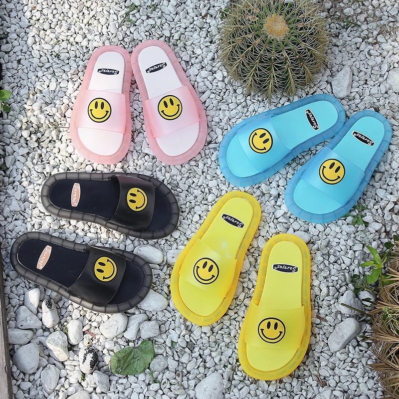 Wholesale of new summer men's and women's indoor and outdoor soft-soled anti-slip smiling children's luminous slippers for Zhongda Children details Picture