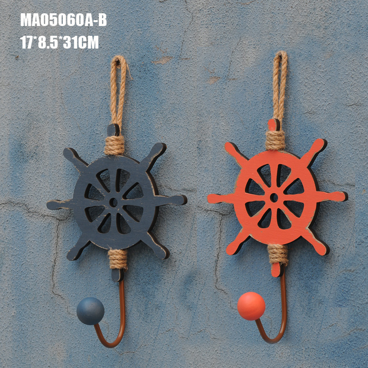 地中海时尚创意做旧舵手挂钩 墙面装饰挂钩纯手工制作 MA05060A/B
