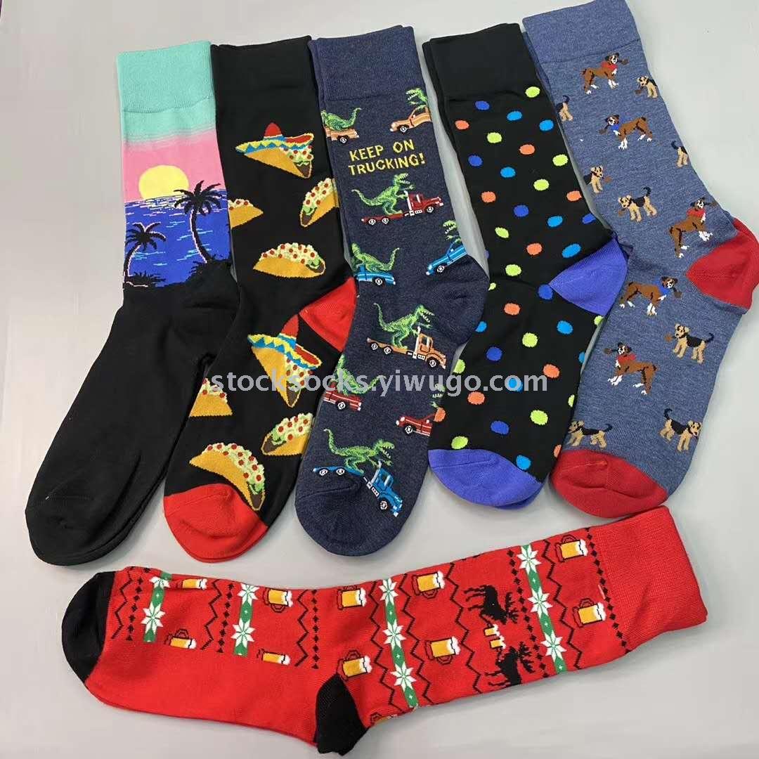 New Yiwu quality goods street stall combed cotton bright men's socks, beach socks, trendy socks, couple socks are in large stock Specification image