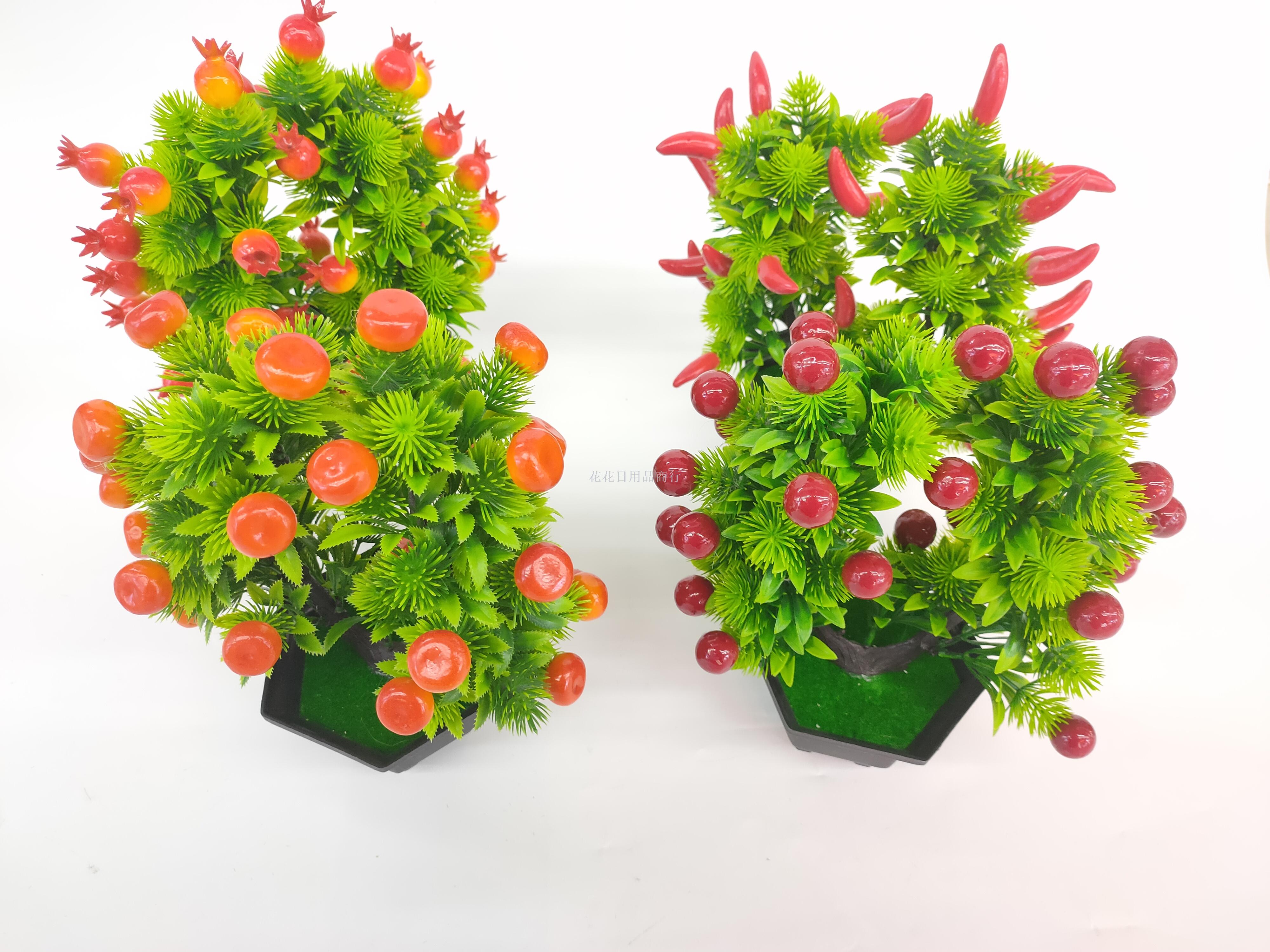 新款黑色盆仿真水果盆景办公室装饰品农家乐水果装饰苹果；橘子