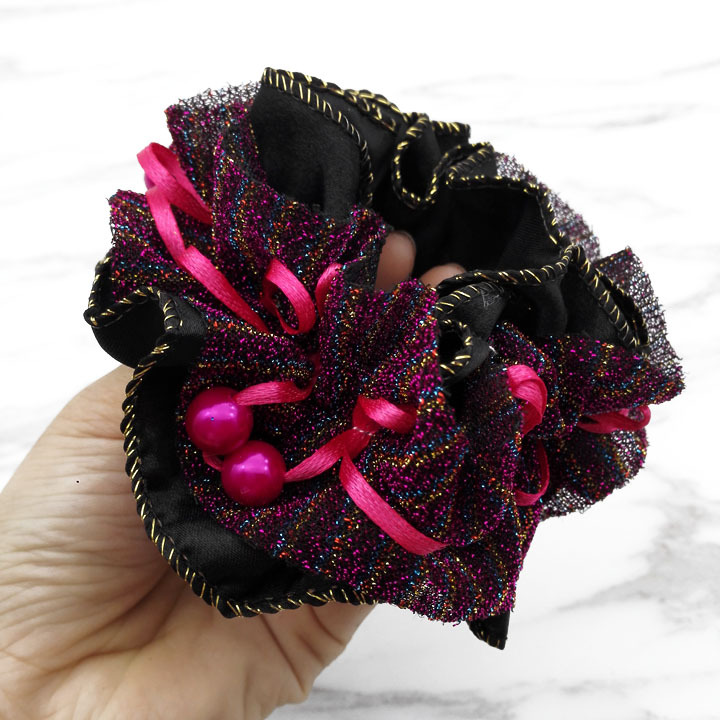 A3211 Mixed lace pearl hair band, thick hair tie, large headpiece, hair flower, bun, 2-yuan store hair accessory Specification image