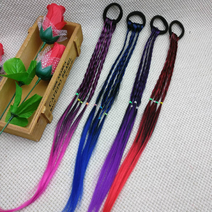 A1114 high-elasticity two-color four-braided wig style hairpin and hair band, 2-yuan store accessories wholesale details Picture