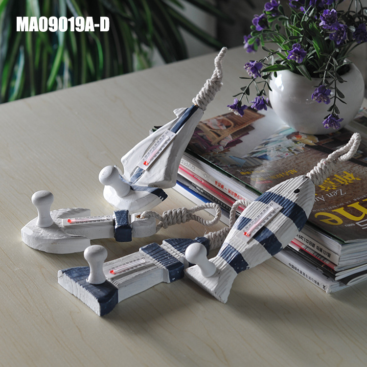 促销地中海实木挂钩 温度计 家居挂件 海洋壁挂 衣帽钩 MA09019