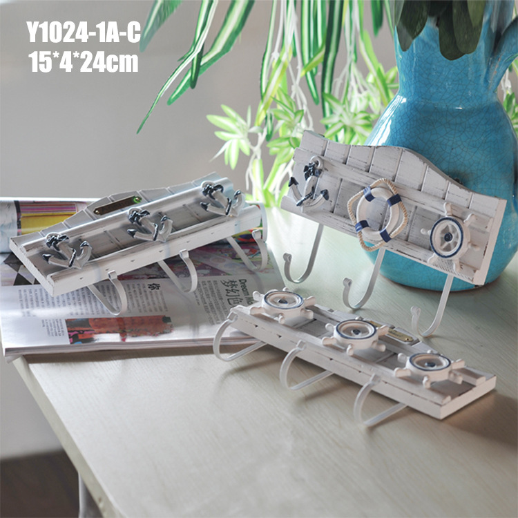 地中海装饰木质挂钩 衣帽 钩 家居饰品工艺品 背景墙面装饰Y1024