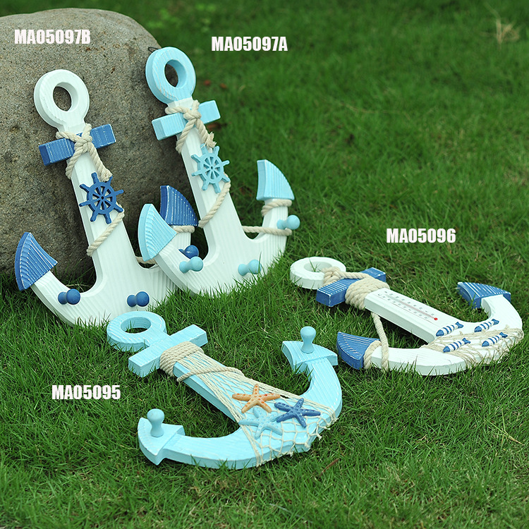 地中海铁锚复古做旧木质船锚创意壁挂家居酒吧装饰品客厅挂件摆件