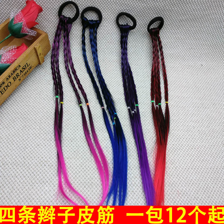 A1114 high-elasticity two-color four-braided wig style hairpin and hair band, 2-yuan store accessories wholesale