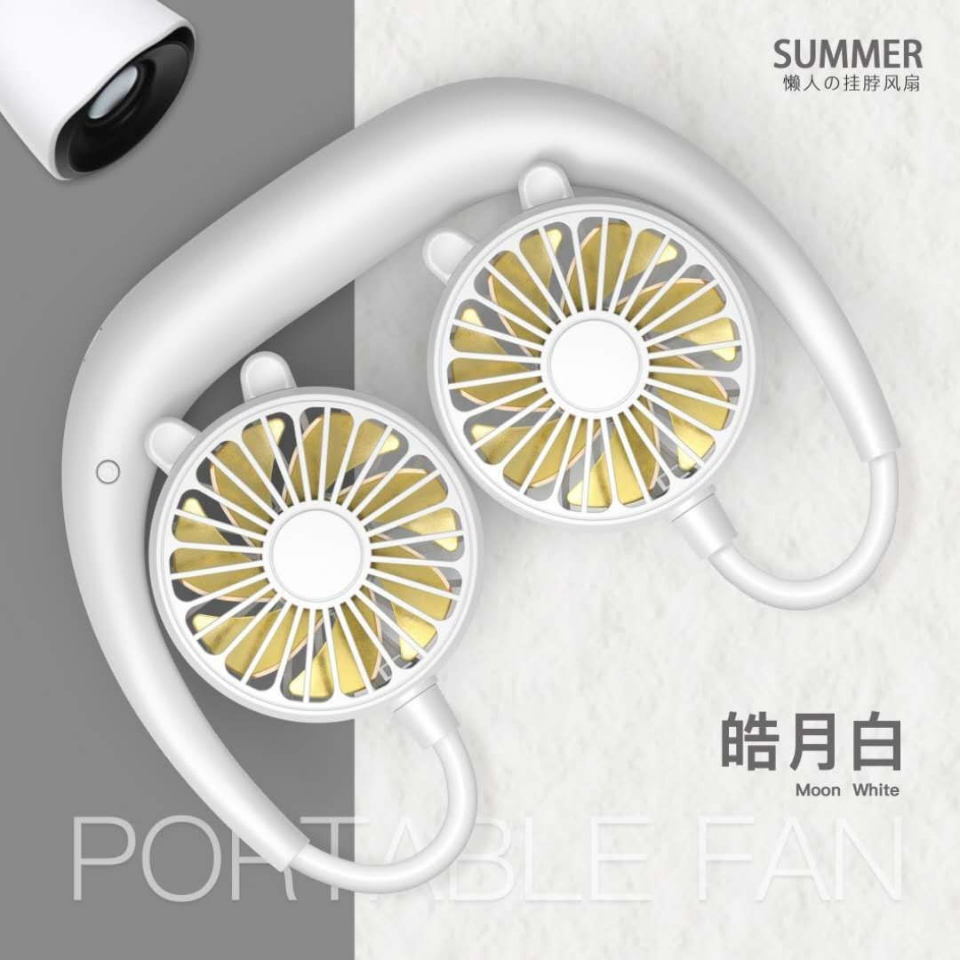New best-selling portable and lazy neck-hanging outdoor fans, as well as popular cartoon neck-hanging fans, are selling well at street stalls Item Picture