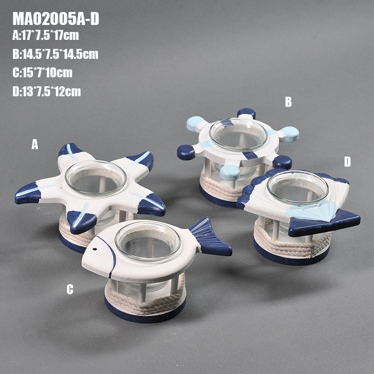 跨境烛台 地中海风格创意烛台家居饰品 工艺品海洋系列MA02005A-D