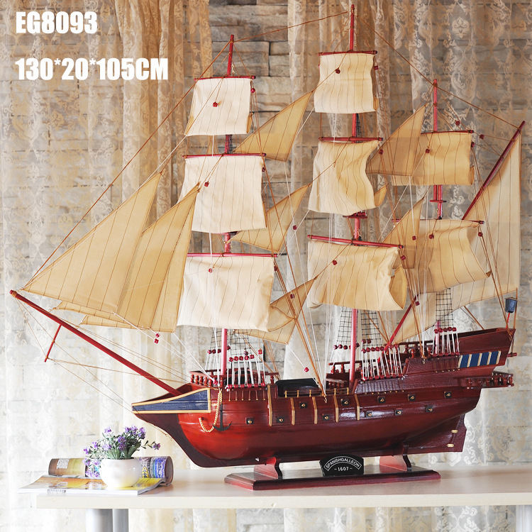 特价促销 130cm大号帆船模型  实木 乔迁礼品 欧式摆设 办公用品