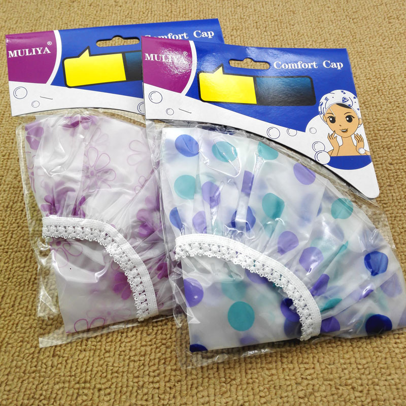 G1621 frosted lace shower cap, dry hair cap, shower cap, waterproof daily necessities, 2-yuan general merchandise wholesale in Yiwu details Picture