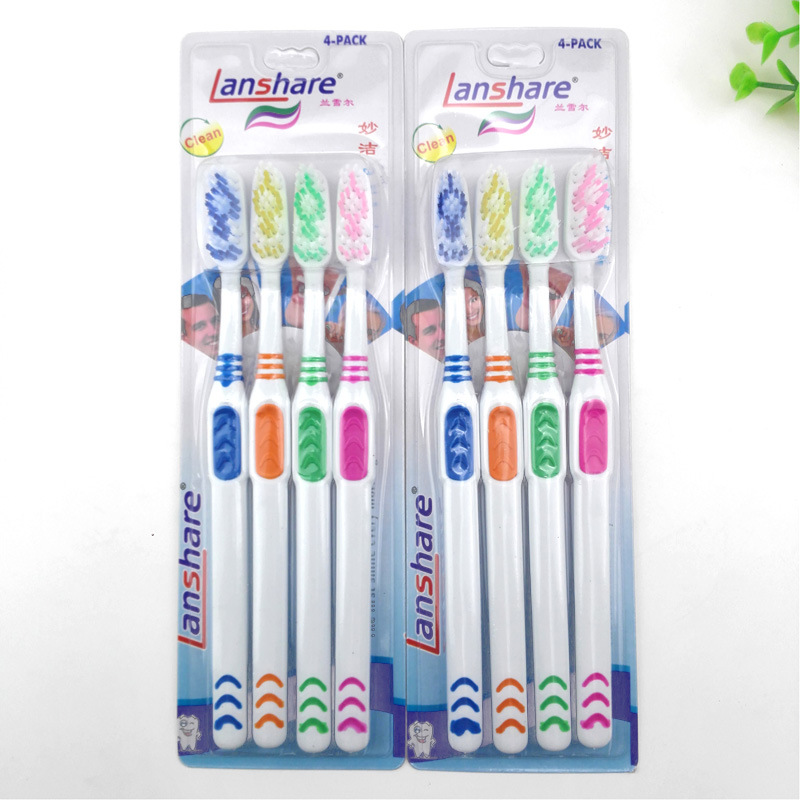 D2145 Four toothbrushes for adults, household, travel, fine filaments, soft bristles, clean, Yiwu 2-yuan store, department store wholesale details Picture