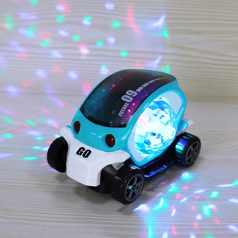 The street stall night market is selling 360-degree rotating cool music cartoon tricycles, 3D lighting toy cars and electric omnidirectional vehicles Application Scenario